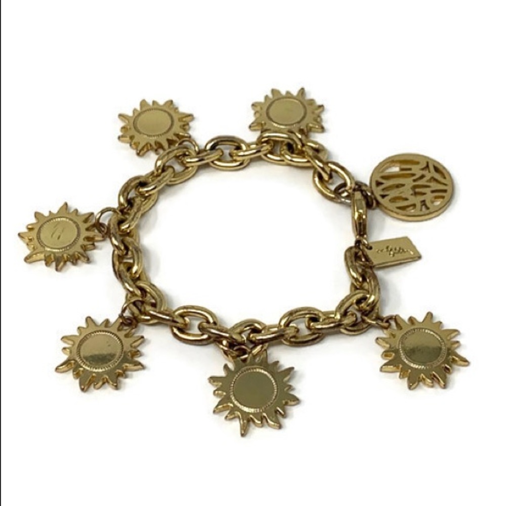 LILLY PULITZER Sunflower Logo Gold Tone Charm Bracelet